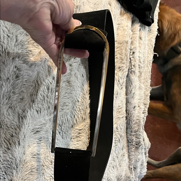 Valentino Garavani Black Belt with Silver Buckle